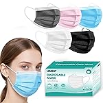 LEMENT Disposable Face Masks 125 Pcs, 3 Ply Face Mask Elastic Earloops for Indoor Outdoor, Disposable Masks for Adults, 5 Color