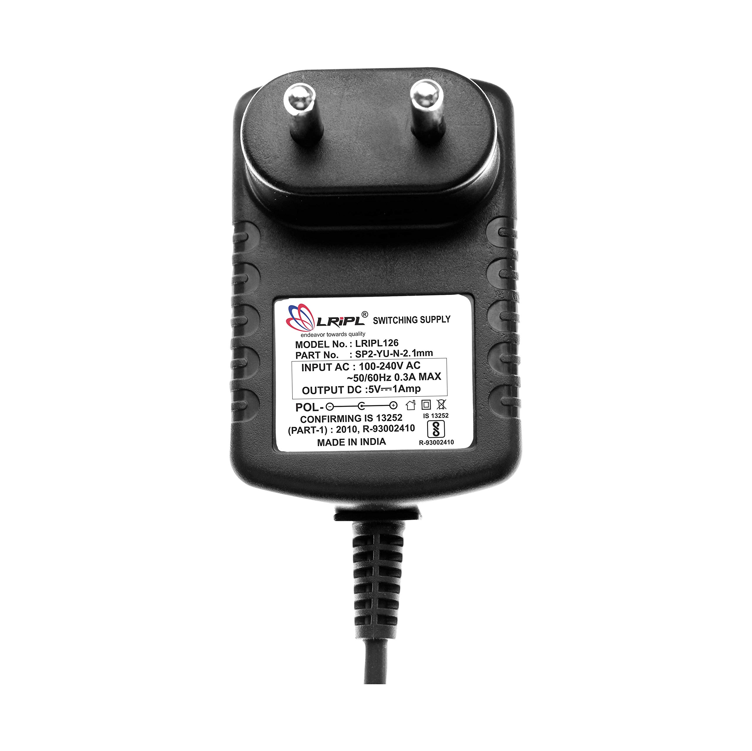 LRIPL126 Power Adapter 5V 1Amp (2.1MM PIN) for SETTOPBOX/DTH (InDigital, DEN,HATHWAY, SITI Cable STB)