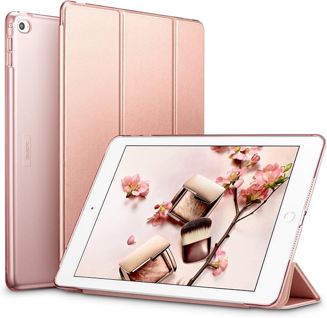 ESR iPad Air 2 Case, Lightweight Case with Trifold Stand and Auto Sleep/Wake Function, Translucent Frosted Back Cover, Yippee Series, Rose Gold