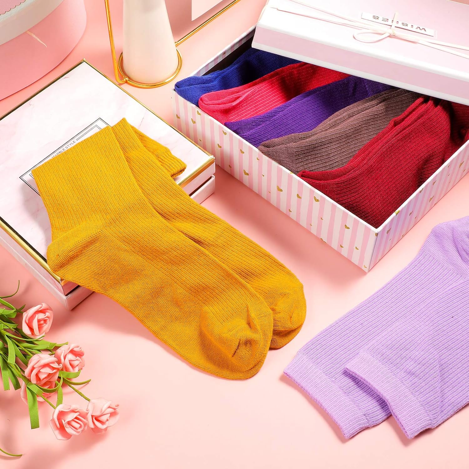 20 Pairs Women's Solid Color Crew Socks Lightweight Dress Sock for Women Girls - Image 7