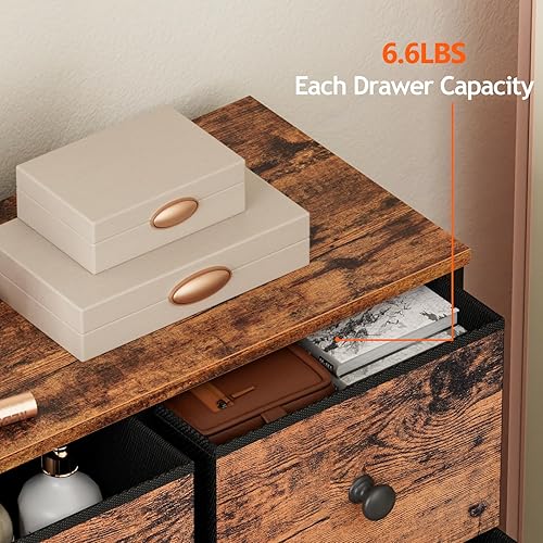 Miniatura 5 de Furnulem Cómoda con 10 cajones industriales, cajón de almacenamiento alto para dormitorio, cómoda ancha en el armario, sala de estar, entrada, marco