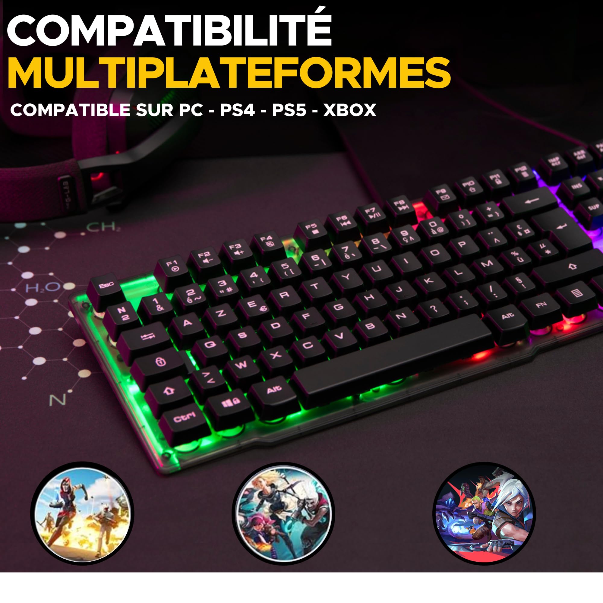 THE G-LAB - Rainbow Illuminated Gaming Key - KEYZ-NEON/FR, no Color, One Size