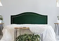 Cabeceira Casal Curva Luxo 140x60 Veludo Verde - Tachas Fumê