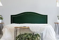 Cabeceira Casal Curva Luxo 140x60 Veludo Verde - Tachas Fumê