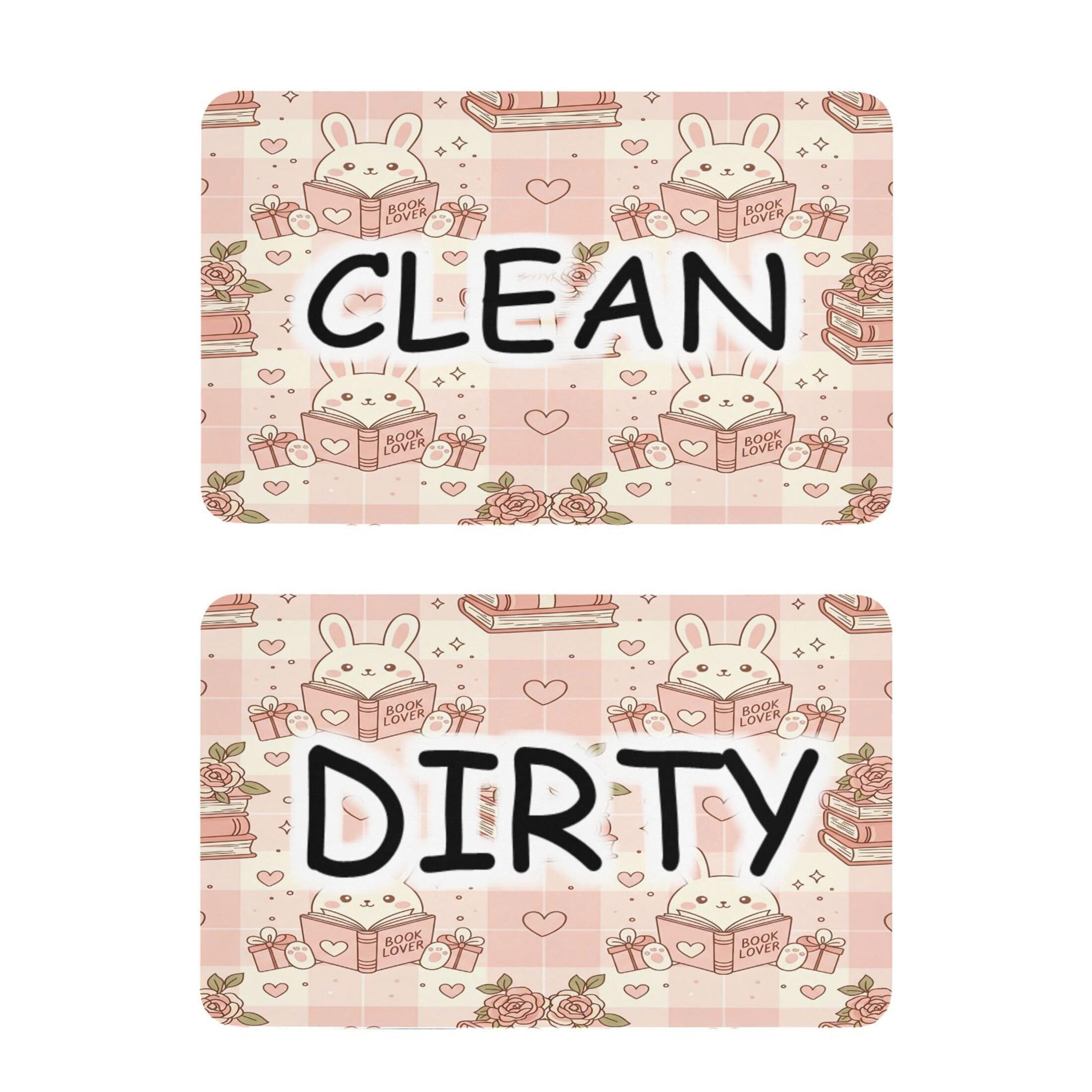 Kutsu Dishwasher Magnet Clean Dirty Sign Indicator, Reading Bunny Fridge Magnet, Easy to Read, 2 Pack