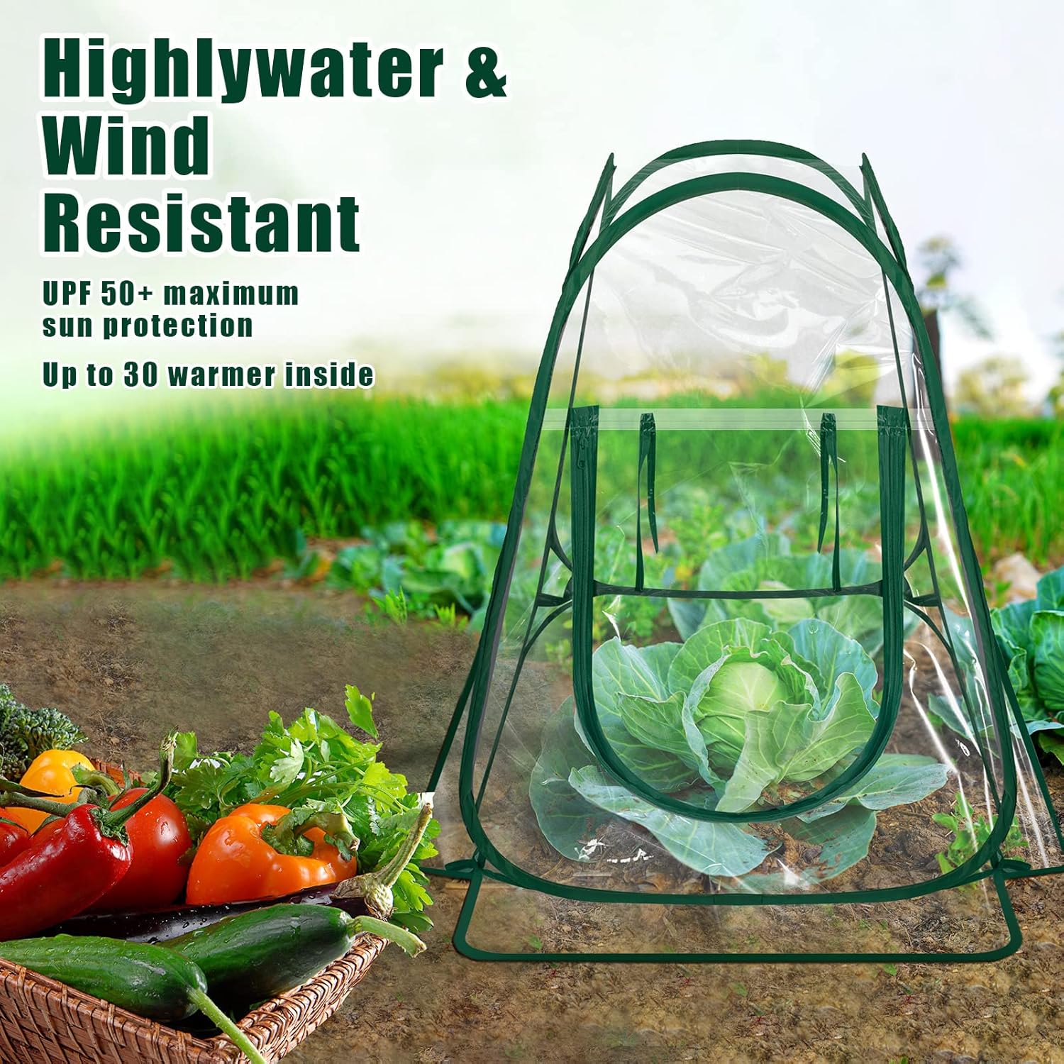 Woanger 4 Pieces Mini Greenhouse Pop up Flower Cover 27 x 27 x 31 in Small Sunshine Room Portable Cold Frost Protector for Indoor Outdoor Backyard PVC Gardening Plant, Individual Package with Tools