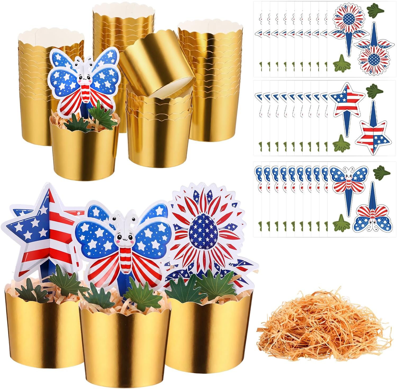Motipuns 30 Sets 4th of July Bulk Crafts Patriotic Centerpiece Red White and Blue Party Favors Independence Day Decorations for Classroom School