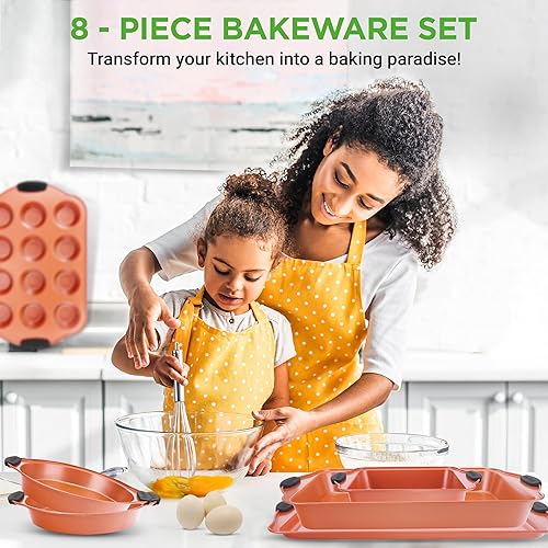 Miniatura 23 de NutriChef Juego de 10 moldes antiadherentes para hornear, juegos de utensilios para hornear para galletas, pasteles y asados, utensilios
