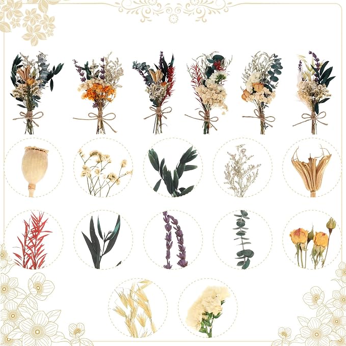 Mini ramo boho de flores secas, set de 6 miniatura 4
