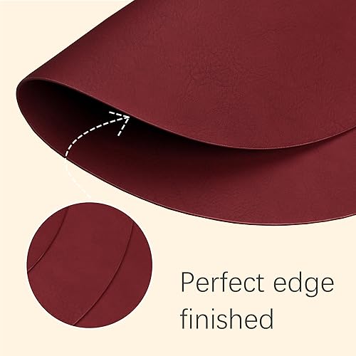 Miniatura 3 de FunWheat Juego de 6 manteles individuales redondos con posavasos de piel sintética, lavables, de vinilo, manteles individuales para mesa de comedor,