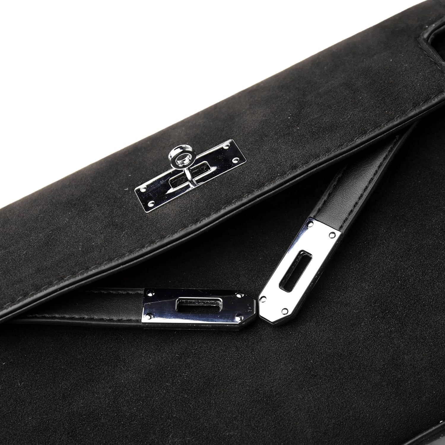 Suede Shoulder Bag, Crossbody Style with Flap and Buckle Closure - Image 5