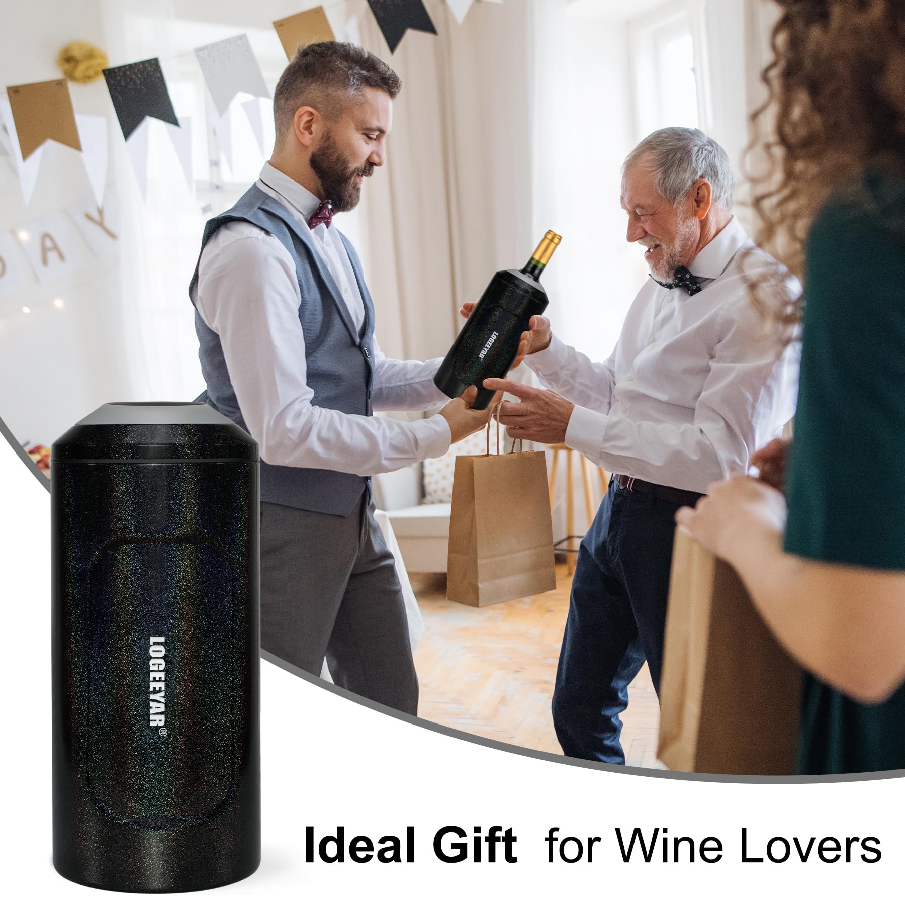 Refroidisseur De Bouteille De Vin Isotherme - 750 Ml Acier Inox - Inclut 2 Verres Sans Pied - Portable