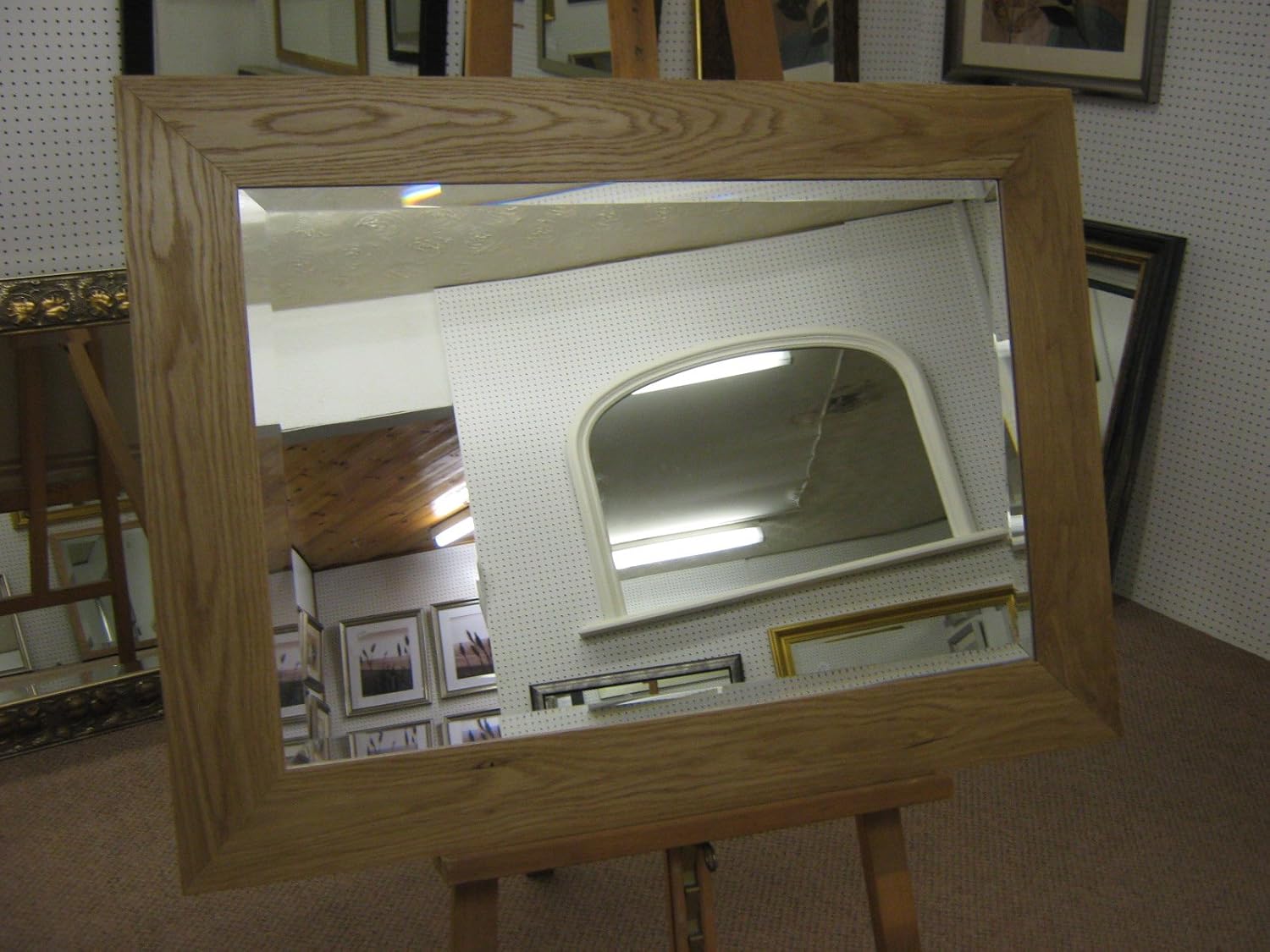 LARGE 4″ FLAT SOLID OAK WALL OVERMANTLE MIRRORS VARIOUS (Bevel Mirror