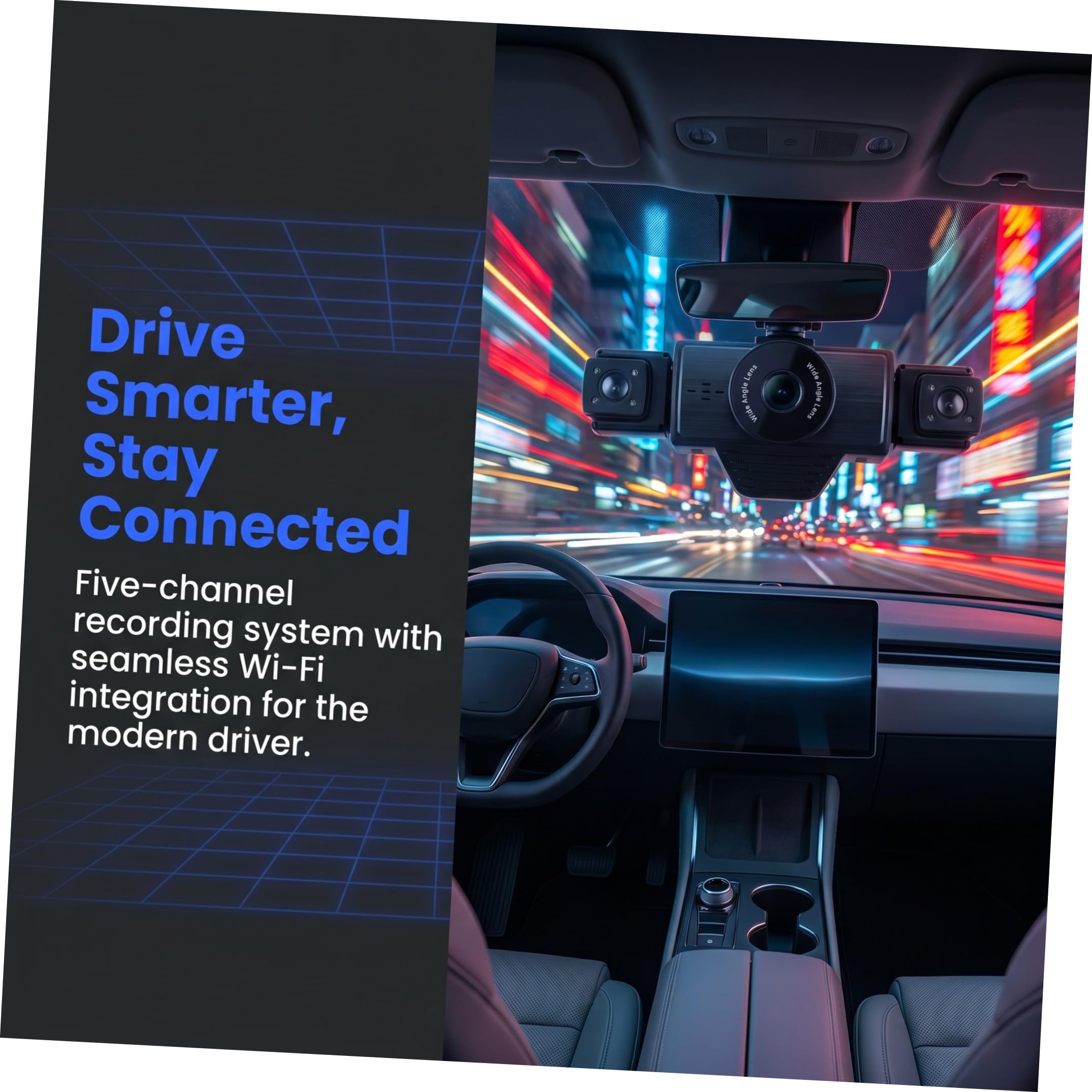 Videoregistratore per Auto a Cinque Vie con Wifi e Visione Notturna