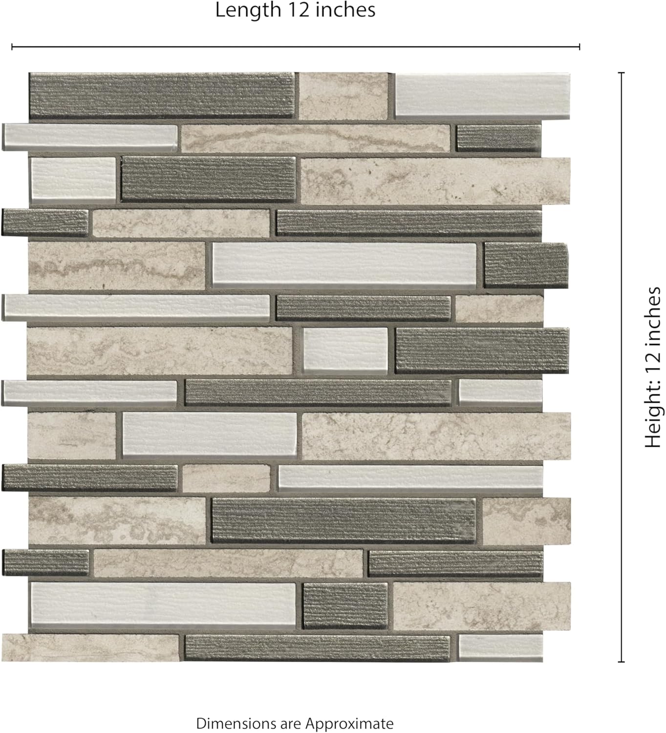 Ackland Vixo Ash Beige 12 in. x 12 in. Mixed Glass Porcelain Blend Mosaic Wall Tile