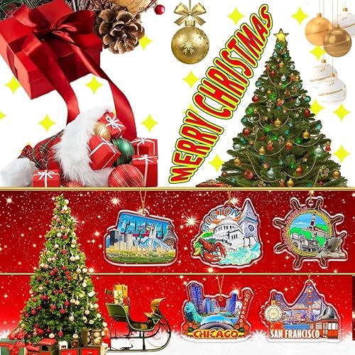 Miniatura 4 de LAS Vegas USA - Adorno de Navidad acrílico para árbol de Navidad, decoración clásica de recuerdo de viaje, colección de regalo -152