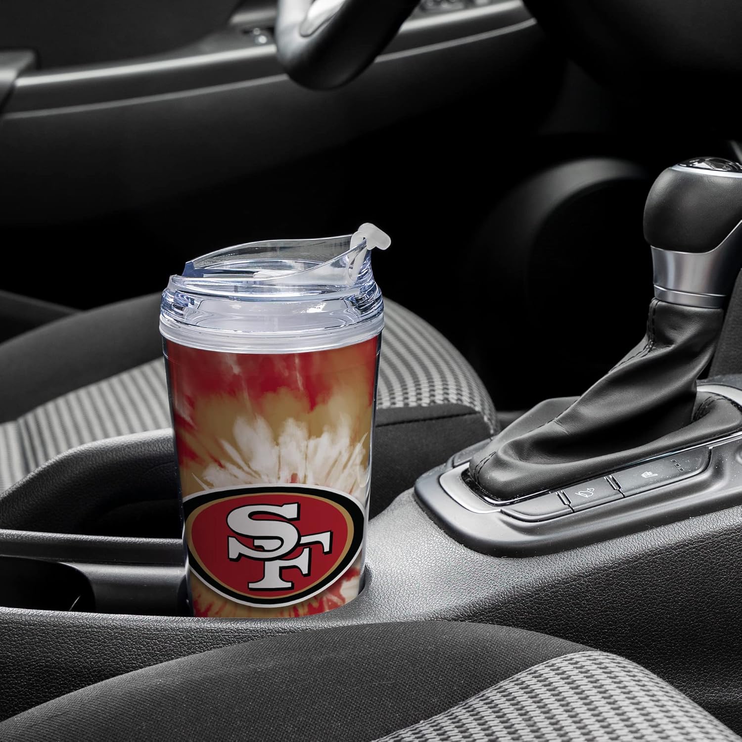 Rico Industries NFL Football Glitter 24oz Acrylic Glitter Tumbler with Hinged Lid, Officially Licensed Double Wall Tumbler with Straw - Image 4