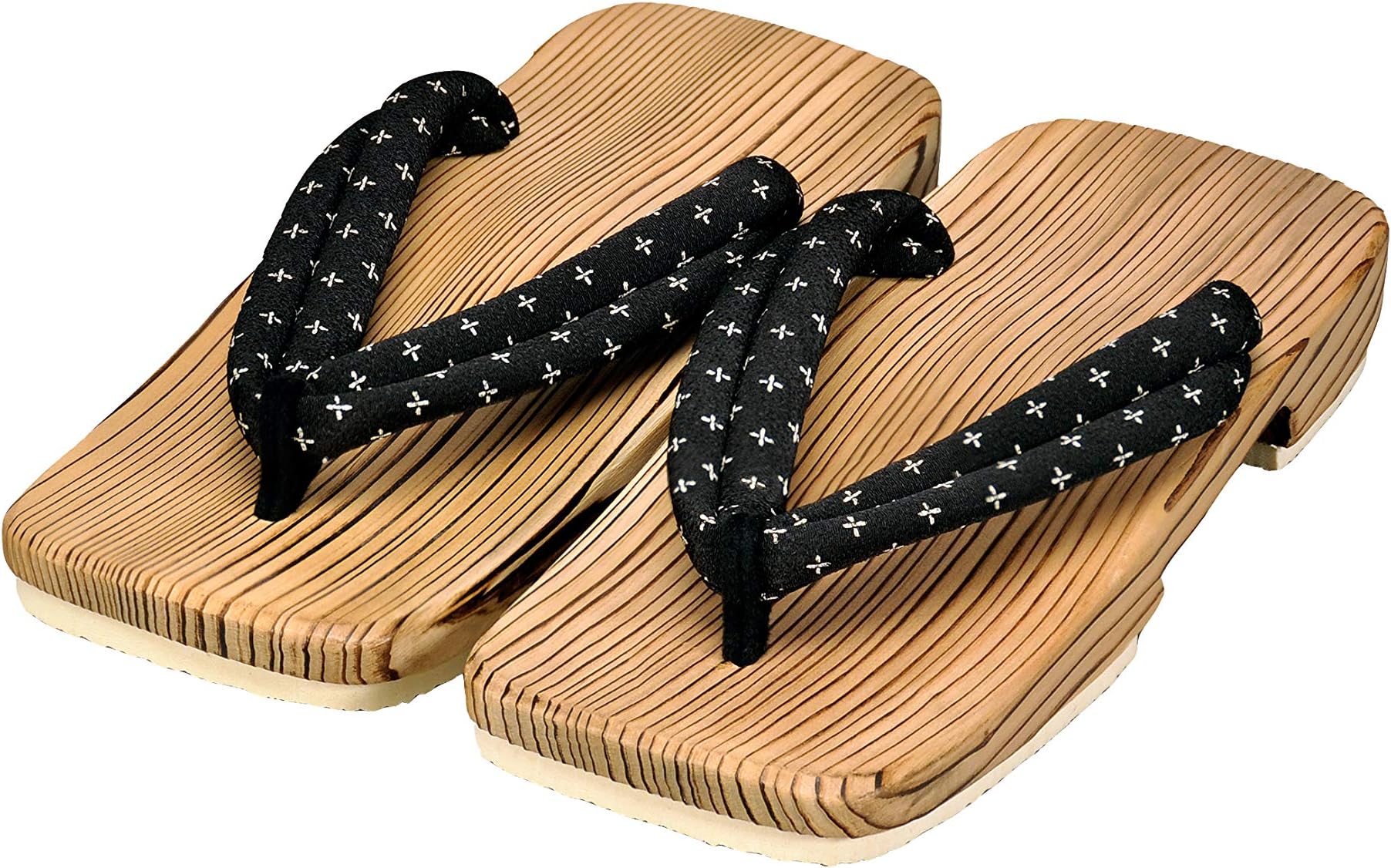 Nezame Japan Hita Sugi Ukon Geta, Men's Baked Kasuri, Kasuri, 7-9 Wide