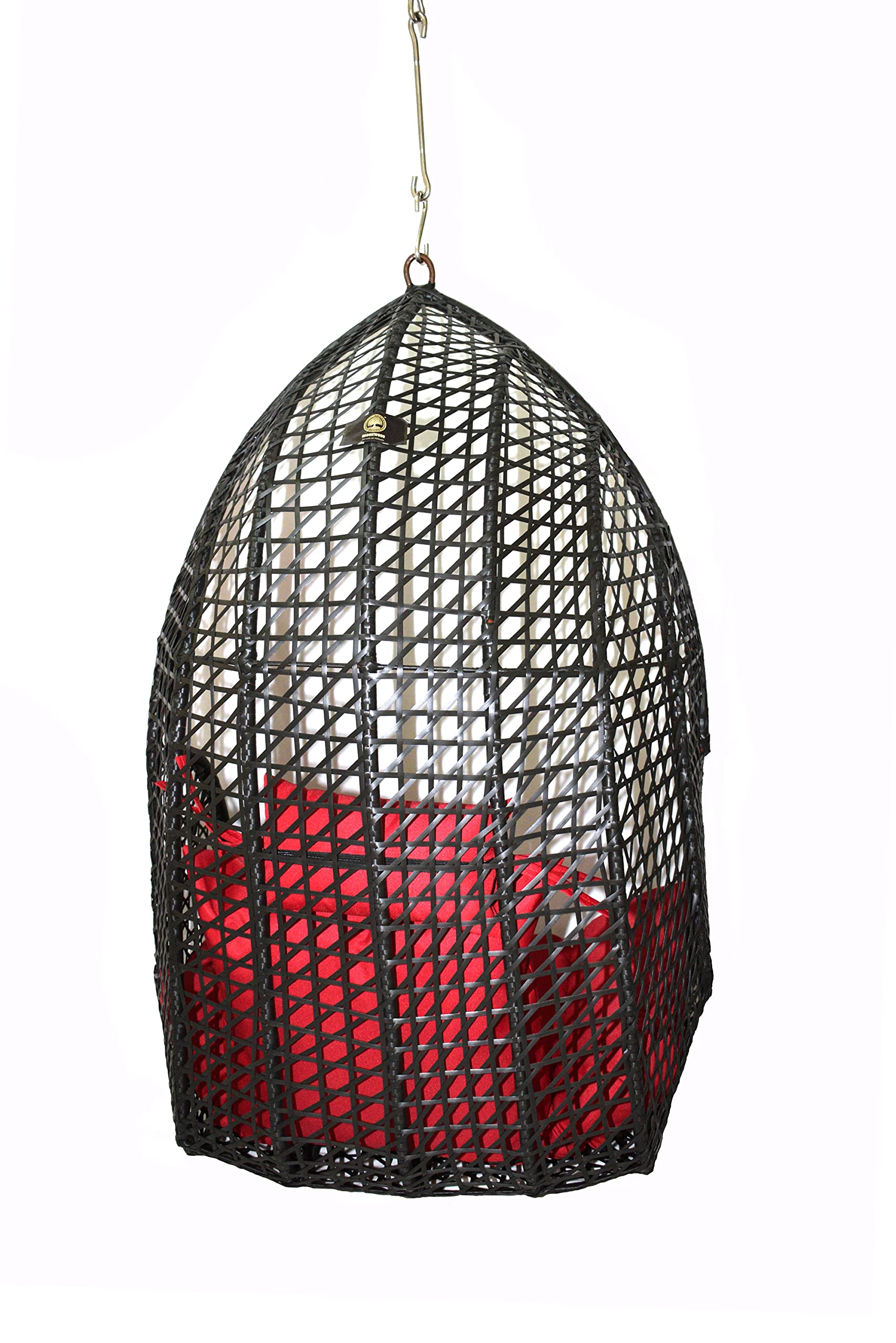 BrookWood - Outdoor Furniture Swing Chair - Black Color with RED Cushions 1