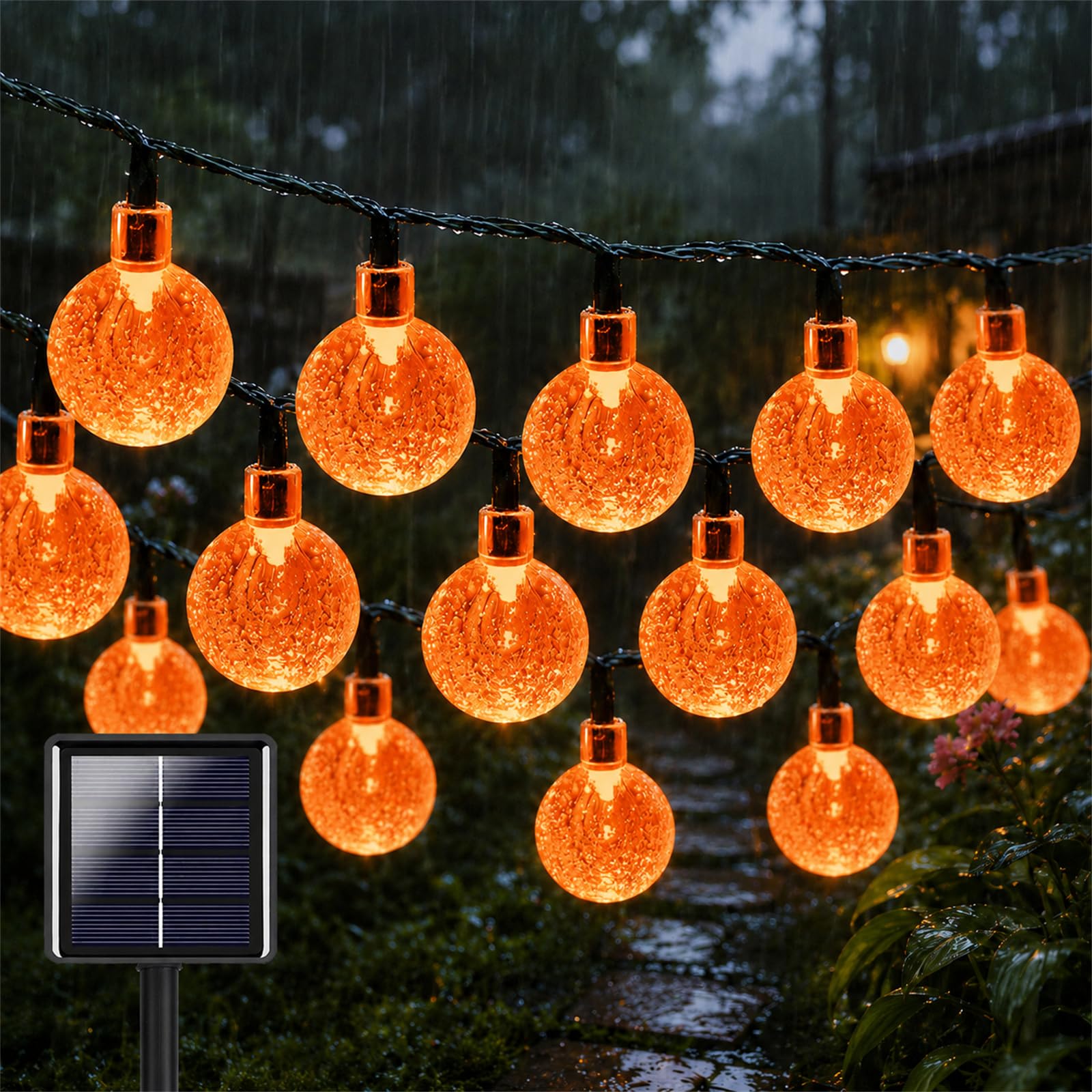 ENEN LED Solarlampen für Außen, 2.3cm Durchmesser Solar Lichterkette Outdoor, Lichterkette Außen Solar IP65 Wasserdicht, für Hochzeit,Party,Schlafzimmer,Garten Balkon Deko (Orange,32M/300LED)