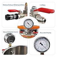 Vista 5 de BACOENG Cámara de vacío de acero inoxidable con tapa de vidrio templado de 1.5 galones perfecta para estabilizar madera, desgasificar siliconas