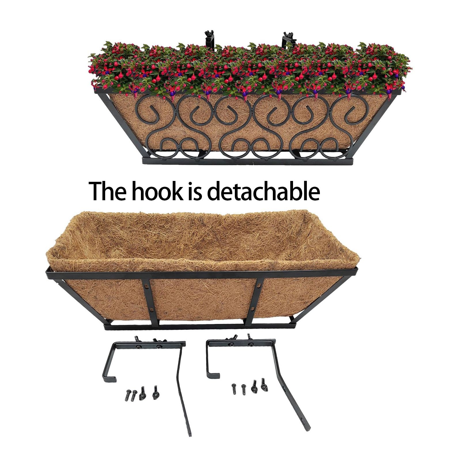 Générique Panier de jardinière Suspendu en Fer forgé européen, Pot de Fleur pour Balcon, Jardins, décoration extérieure, Panier de jardinière Respirant