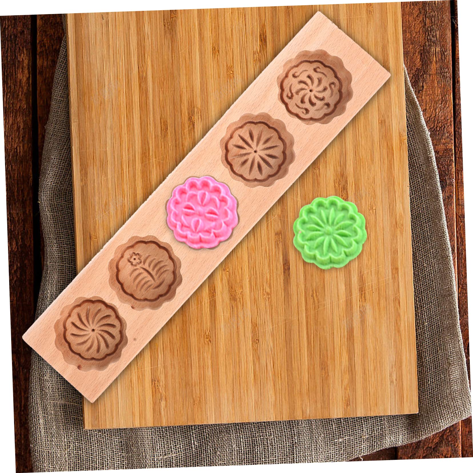 Unomor Wooden Pastry Mold for Moon Cake Cavity Decorative Pattern Baking Mold Natural DIY Cooking Tool for Homemade Pastries and present for Baking Enthusiasts
