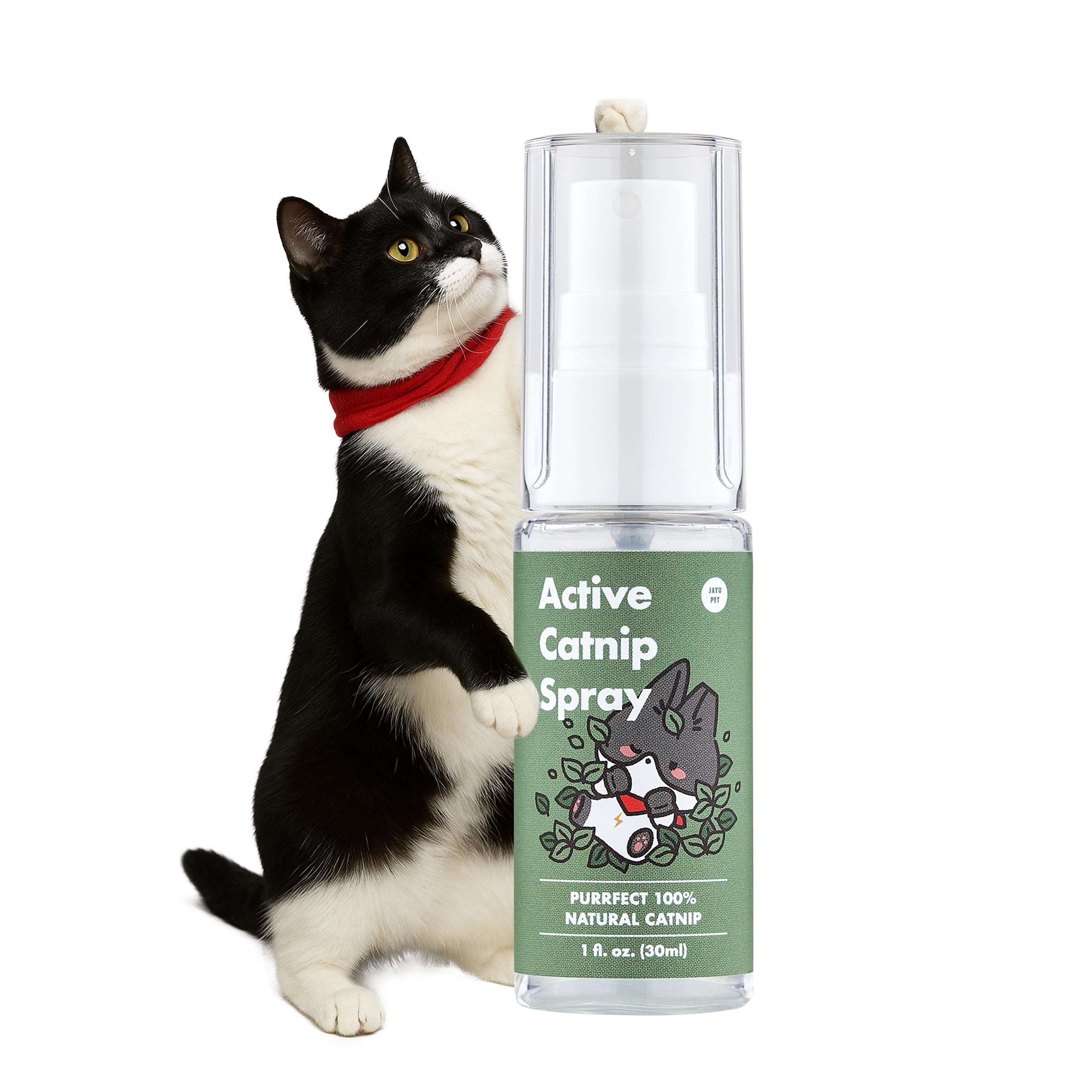 JAYU PET アクティブキャットニップパウダー & アクティブ キャットニップスプレー - 猫を楽しませる強力で新鮮なオーガニックキャットニップから作られた高活性透明エッセンシャルリキッドスプレー,ストレス＆不安を軽減,古くなったおもちゃを復活させる (スプレー)