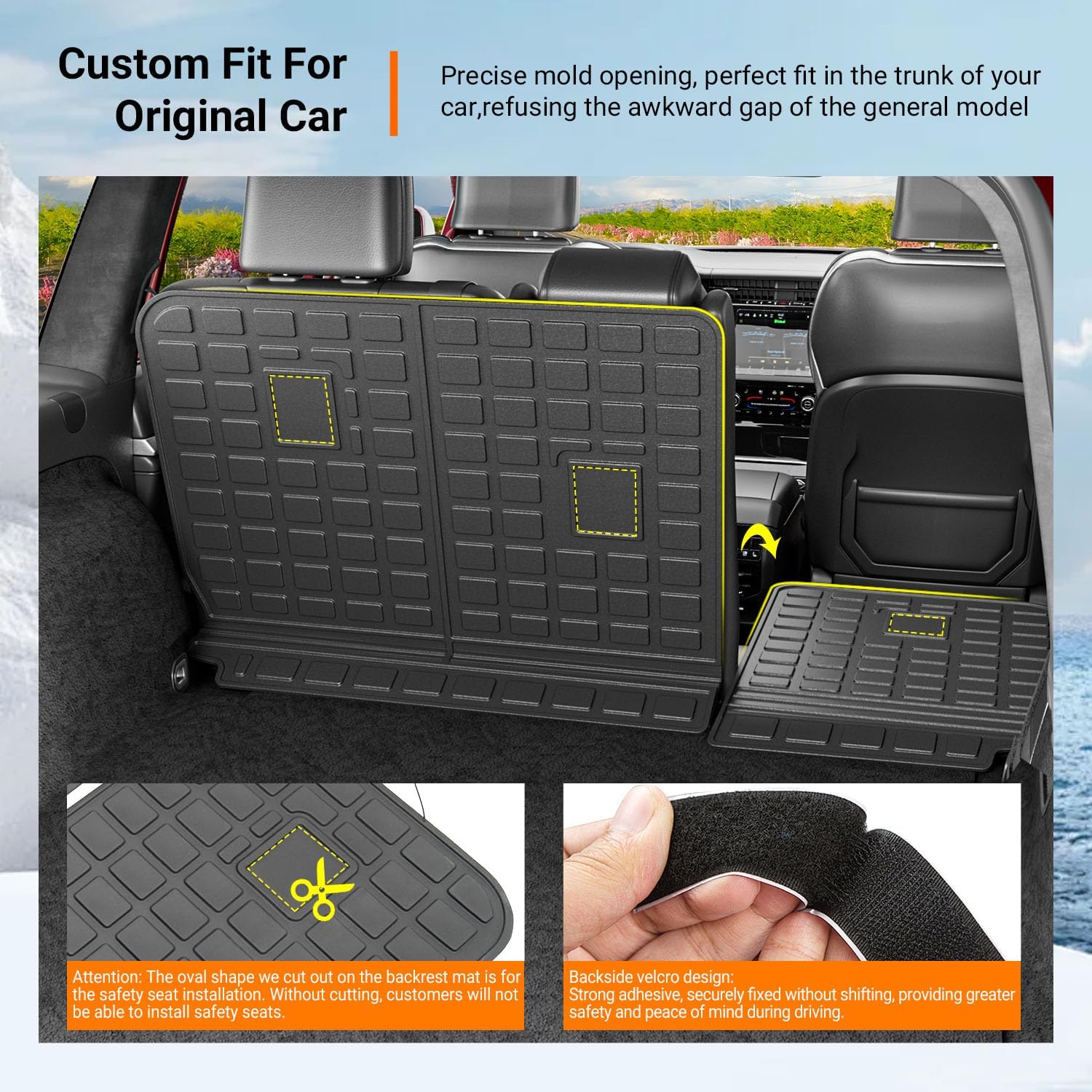 powoq 5 Seats Backrest Mat Compatible with 2022-2026 Jeep Grand Cherokee Rear Backrest Liner Replacement for 2022-2026 Jeep Grand Cherokee Accessories(Backrest Mat)