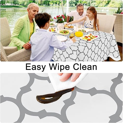 Miniatura 3 de Smiry Mantel de vinilo para mesas rectangulares, impermeable con respaldo de franela para mesas rectangulares, mantel de plástico a prueba de