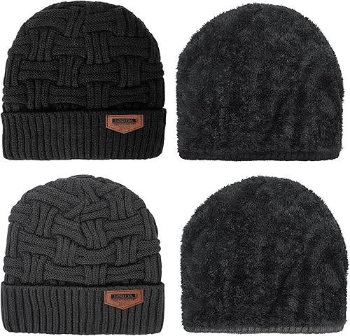 Miniatura 3 de Loritta 2 Pack Winter Beanie Hat Set Warm Knitted Slouchy Thick Baggy Beanie Skull Cap for Men Women Gifts