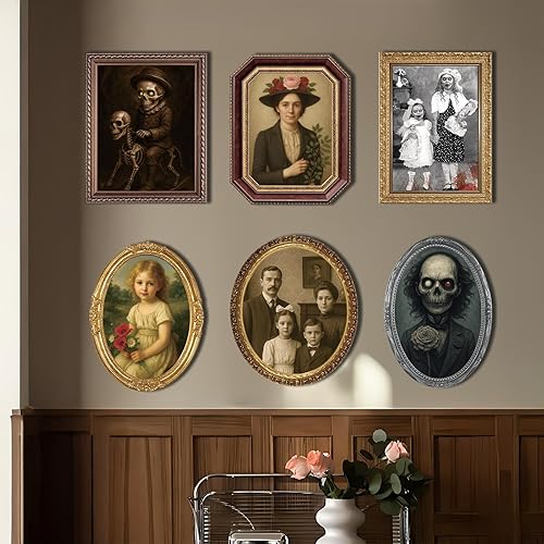 Miniatura 8 de Decoraciones de Halloween para interiores, decoración de pared aterradora para interiores, paquete de 6 marcos de fotos en movimiento 3D para