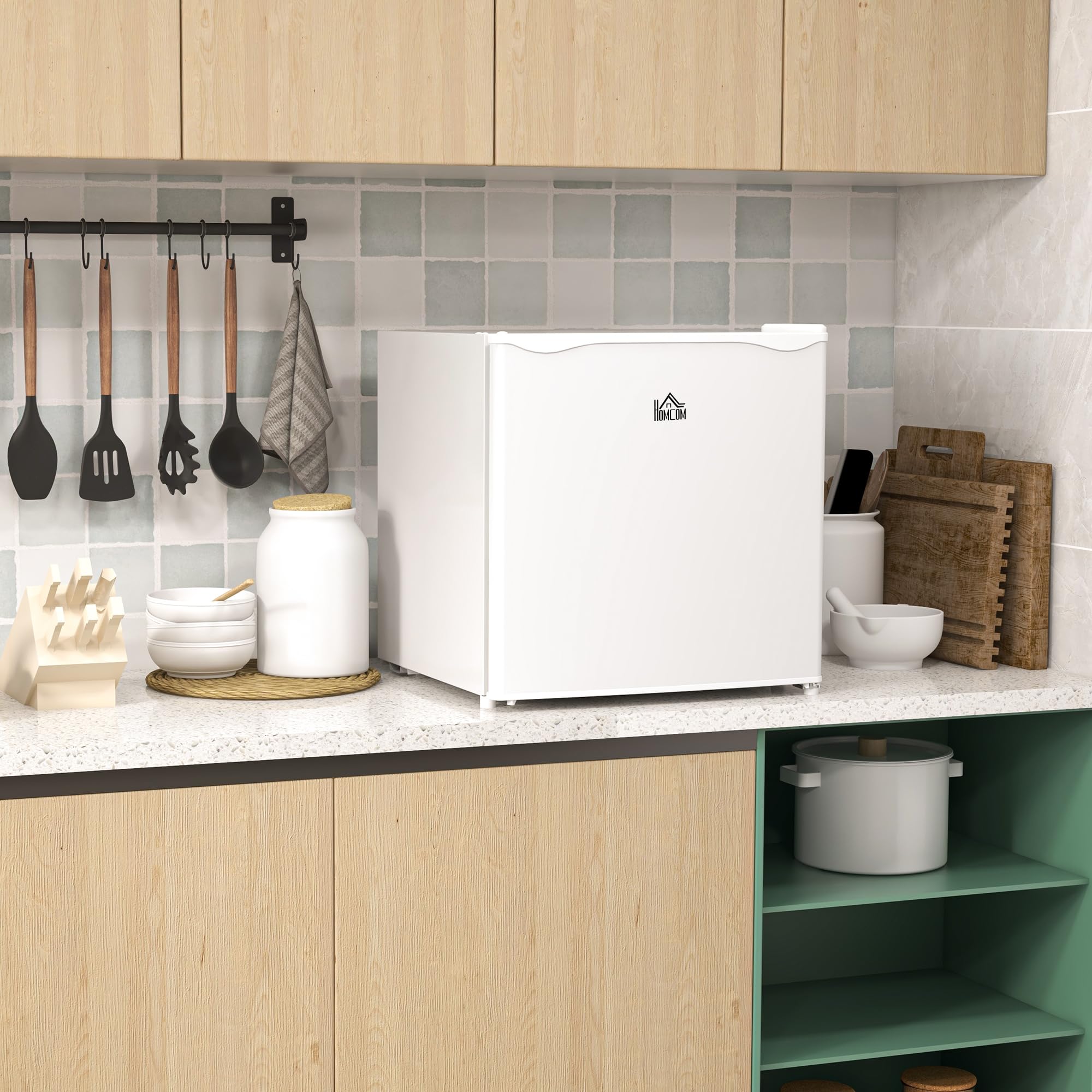HOMCOM Mini congelatore 35 L box freezer elettrico a libera installazione 45 W mini congelatore mini frigorifero -14 a -24℃ Controllo della temperatura a 5 livelli 47 x 44,2 x 48,8 cm Bianco