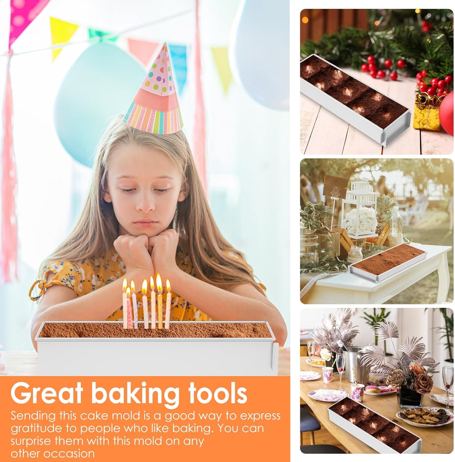 2Pcs Cake Molds for Baking,Rectangle Cake Mould Baking,Cake Baking Trays for Oven,Non-Stick Aluminum Alloy Cake Pans for Baking Tiramisu Cheesecake Chiffon Cake,2pcs,42cm