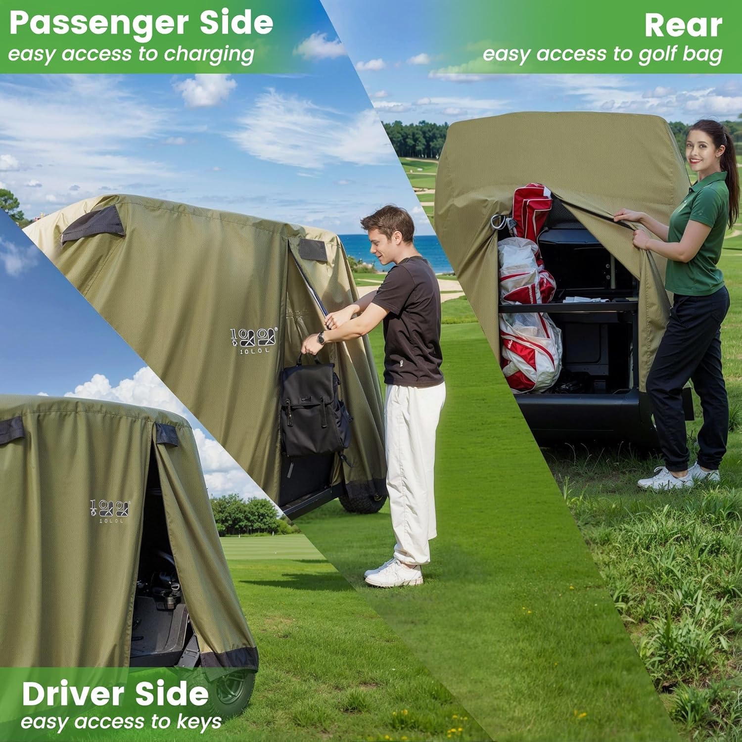 10L0L Buggy Rain Cover Housse pour Poussette de Golf Unisexe, Vert Clair, Taille Universelle