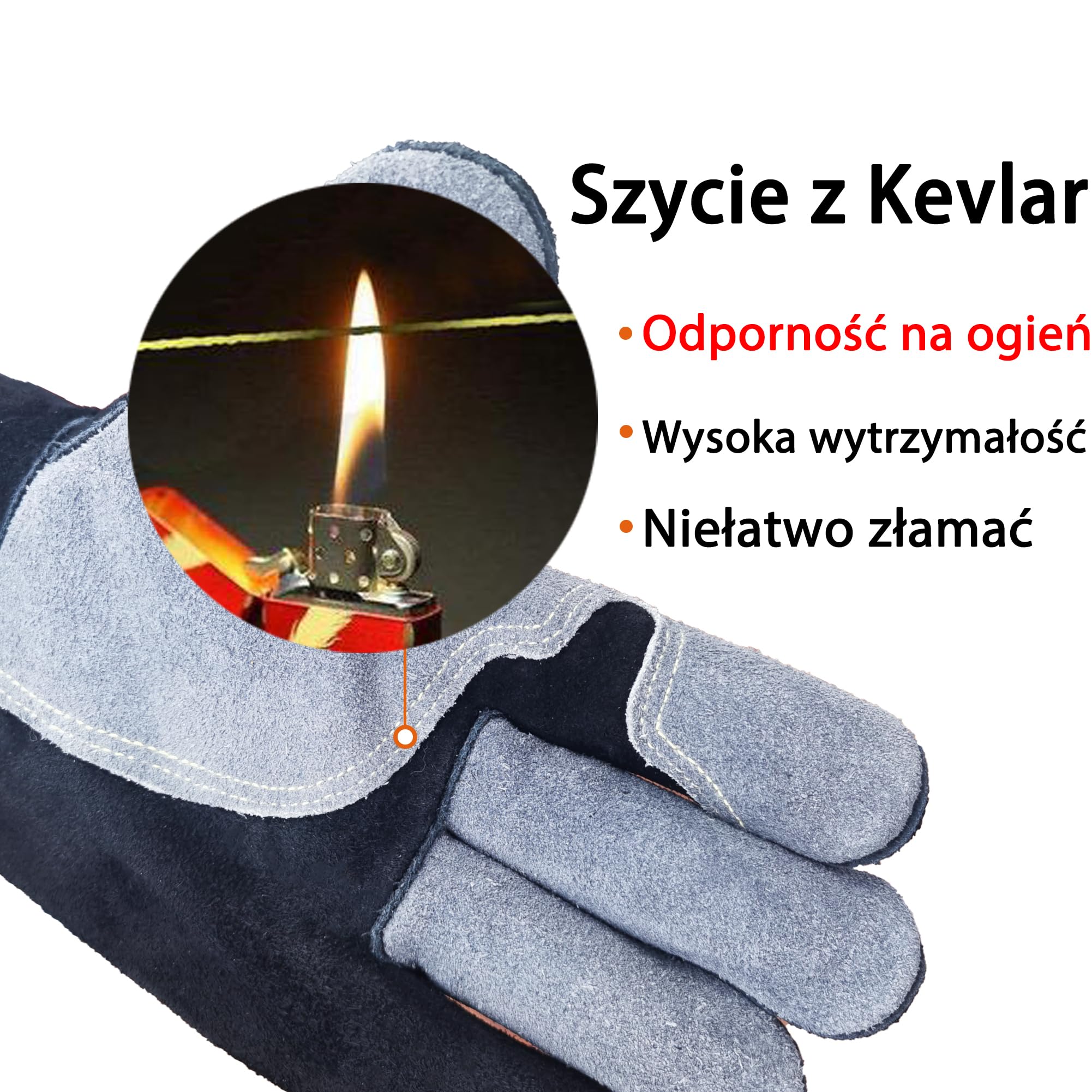WZQH 40 CM/16 Cala, Skórzane Rękawice Do Grillowania, Ognioodporne I Żaroodporne, Do Ognia, Spawania, Kominka, Piekarnika, Gotowania, Patelni, Uchwytu Na Garnek.