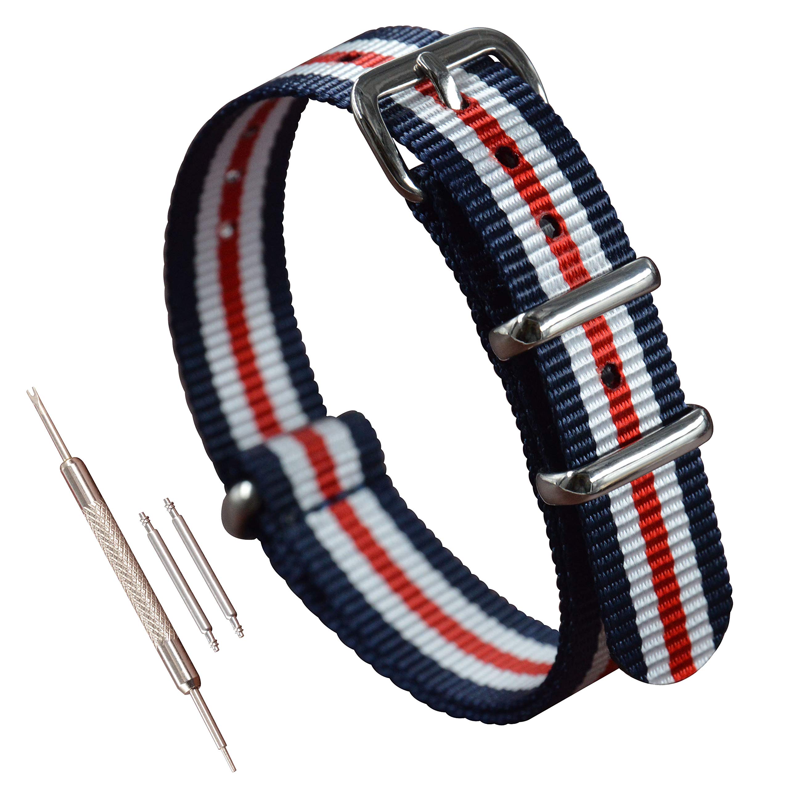 Amazon.co.jp: [MZBUTIQ] 10mm 2青/2白/赤 薄いナイロン タイプ 腕時計