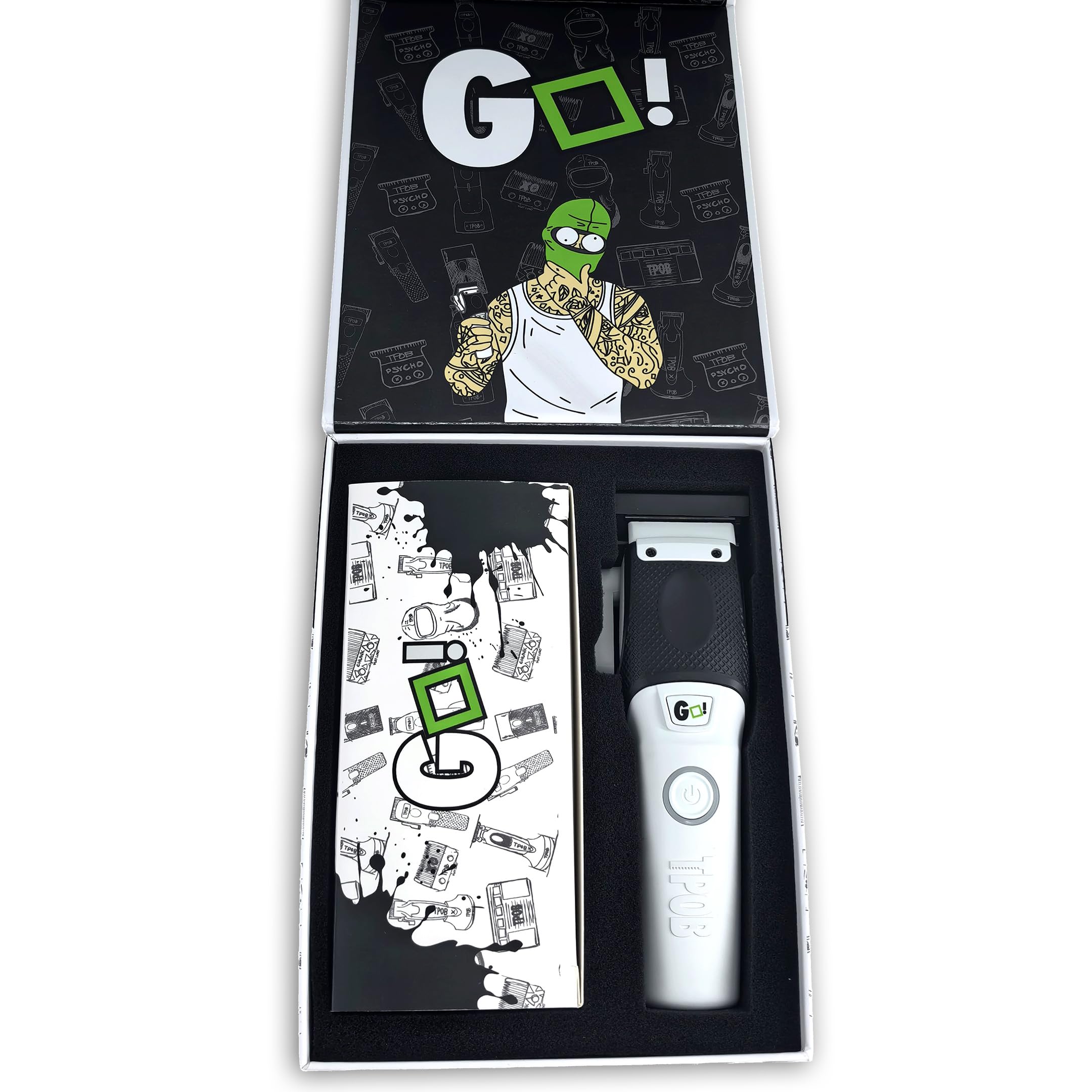 TPOB GO Barber - Tagliacapelli da uomo, 9000 giri/min, con impugnature in gomma (Whiteout)