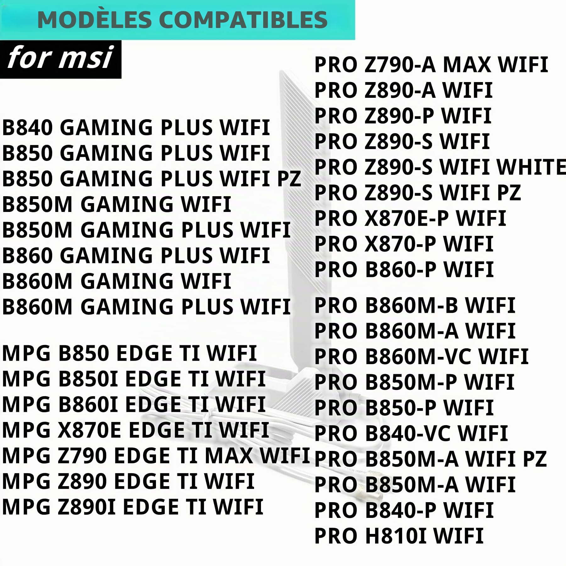 Antenne WiFi 7 Tri Band 2.4GHz 5GHz 6GHz Antenne Wifi pour MSI PRO Z790-A | MAX Z890-P Z890-S X870E-P B860-P B850 B840 H810I, B840 B850 Gaming Plus, MPG B850 Edge TI WiFi X870E. Edge