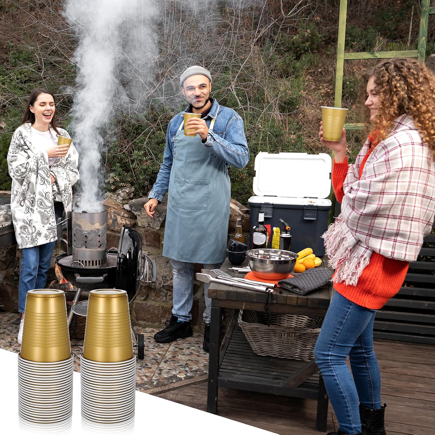 SHENLIU 100 Pack 18oz Gold Plastic Cups, Graduation Cups Disposable Drinking Cup Bulk for Wedding Birthday Beer Taste Serving Snack Sample Tastings Barbecues Picnic Celebrations - Image 7