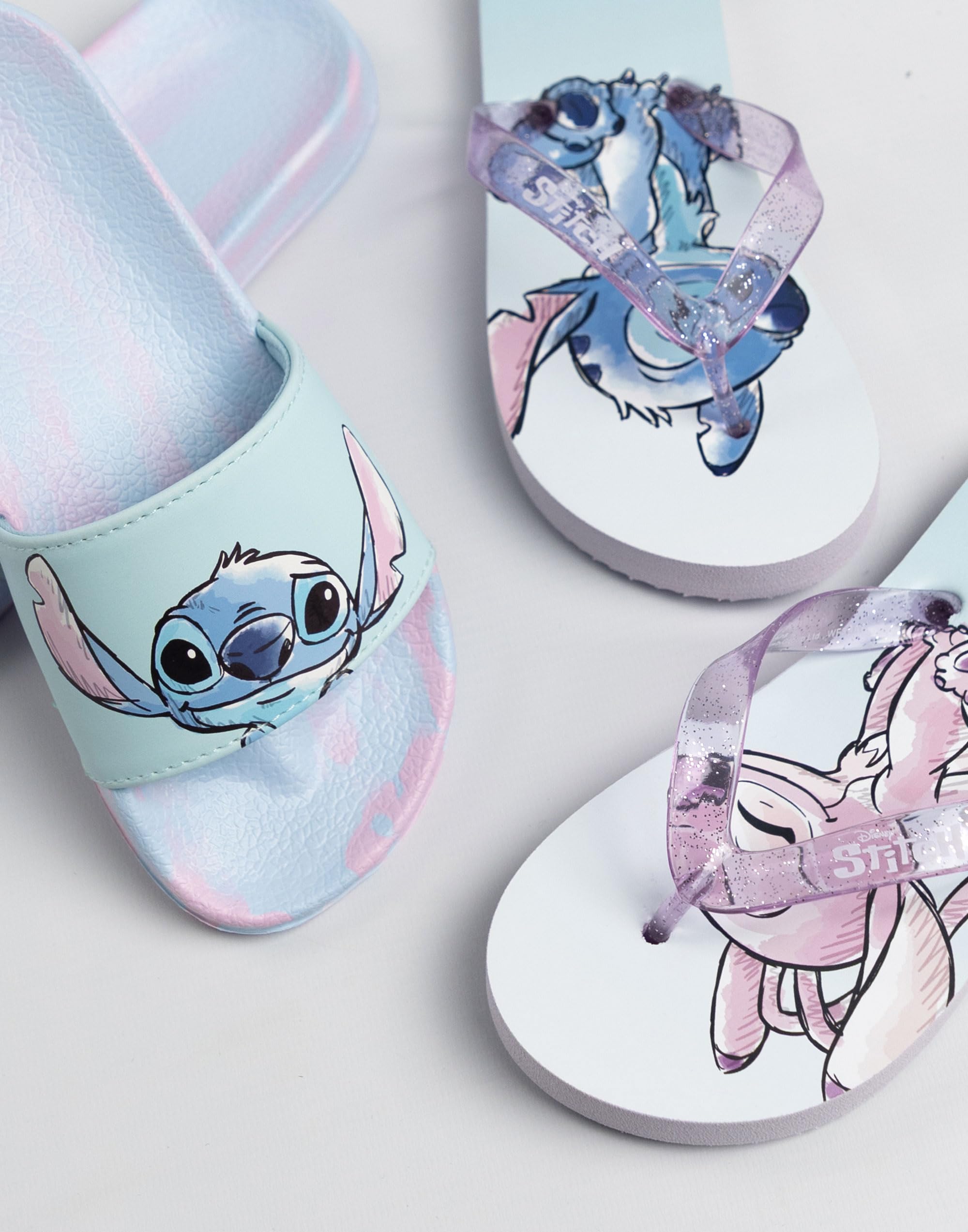 Disney Sandales Lilo & Stitch multicolores pour filles | Lot de 2 tongs avec motif Stitch et semelle tie-dye | Chaussures de plage pour enfants