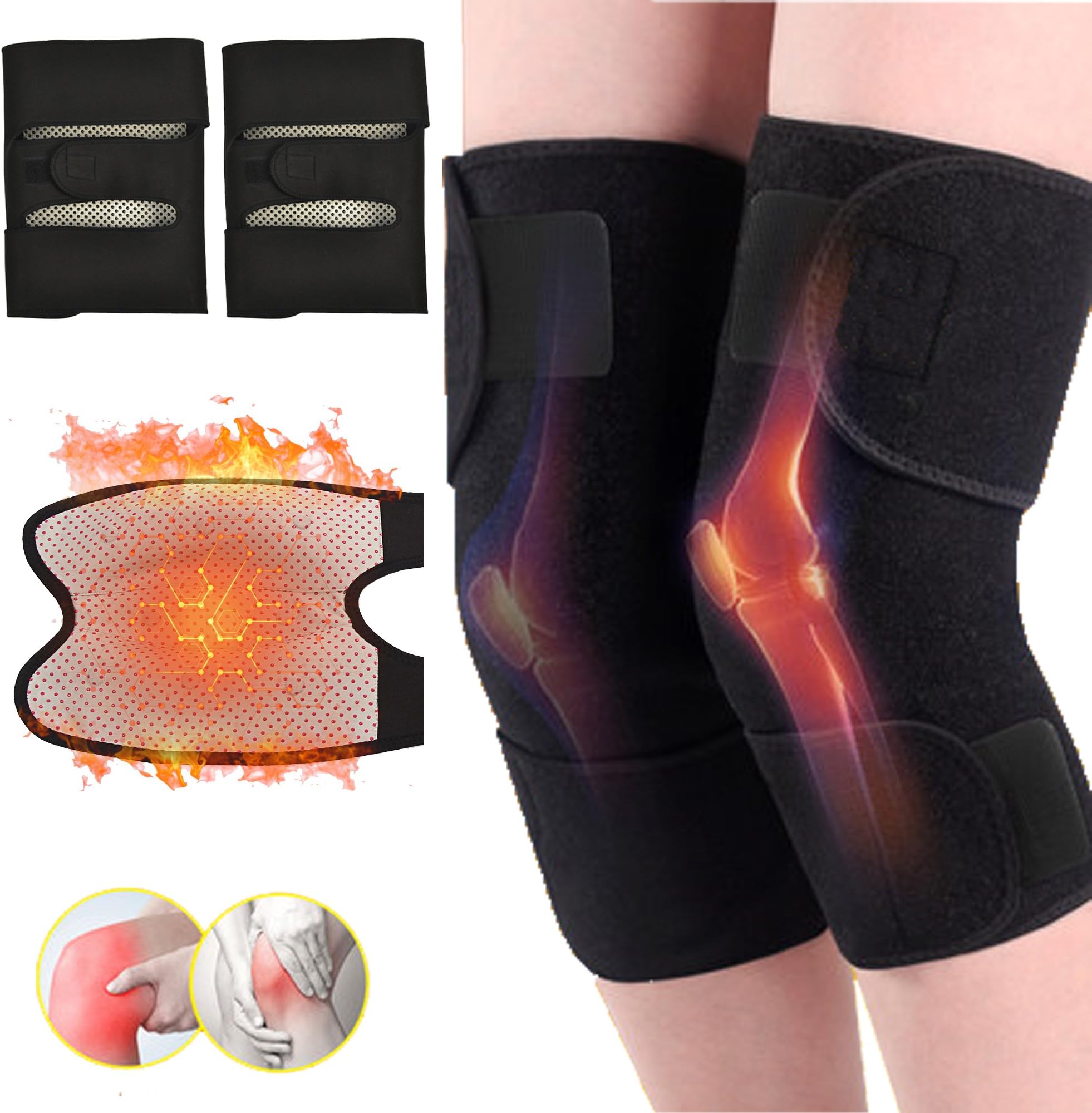 Knee Brace，Tourmaline Magnetic Knee Support Belt Adjustable Knee Pads Support for Joint （1pair）