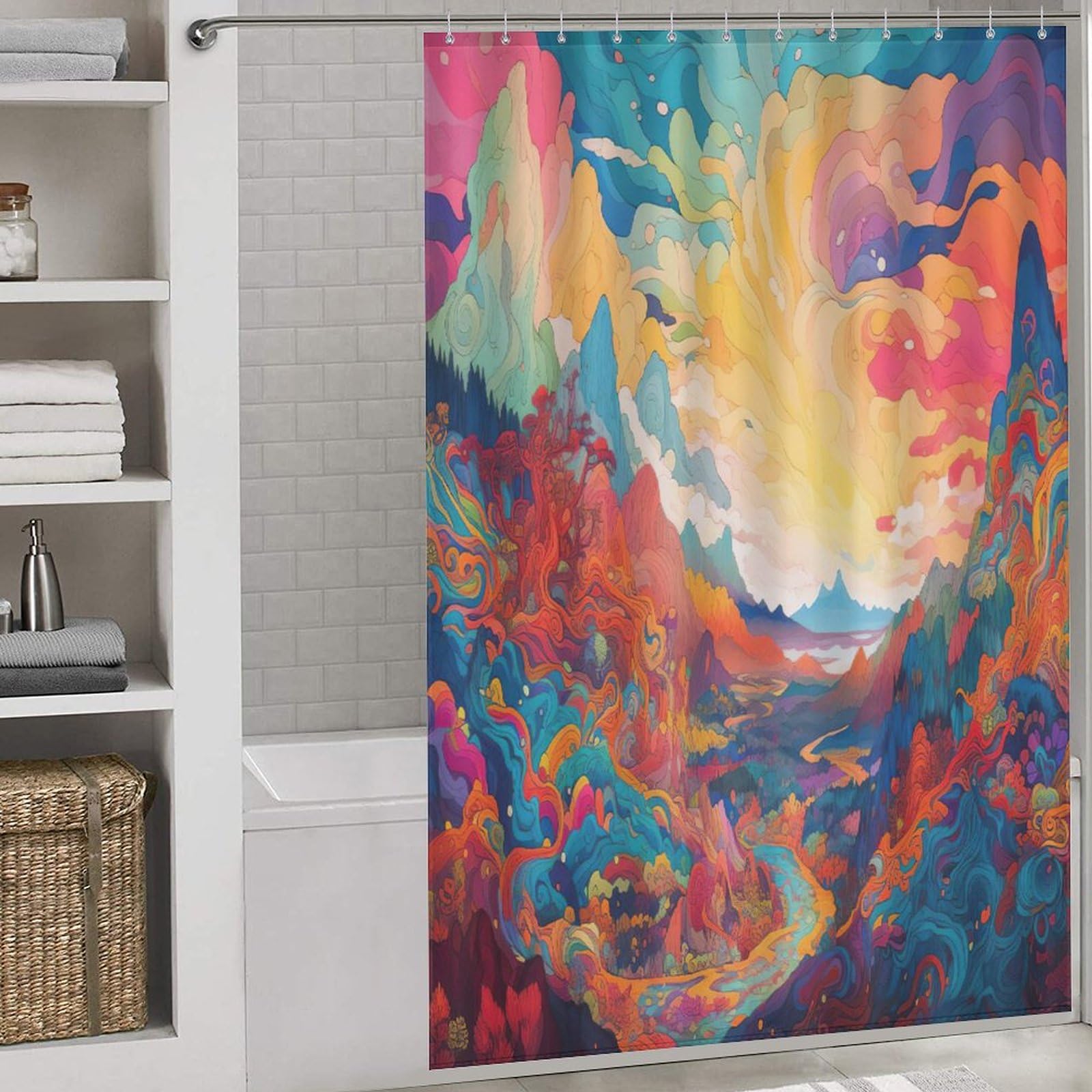 Rideau de douche en tissu polyester de qualité supérieure au design abstrait