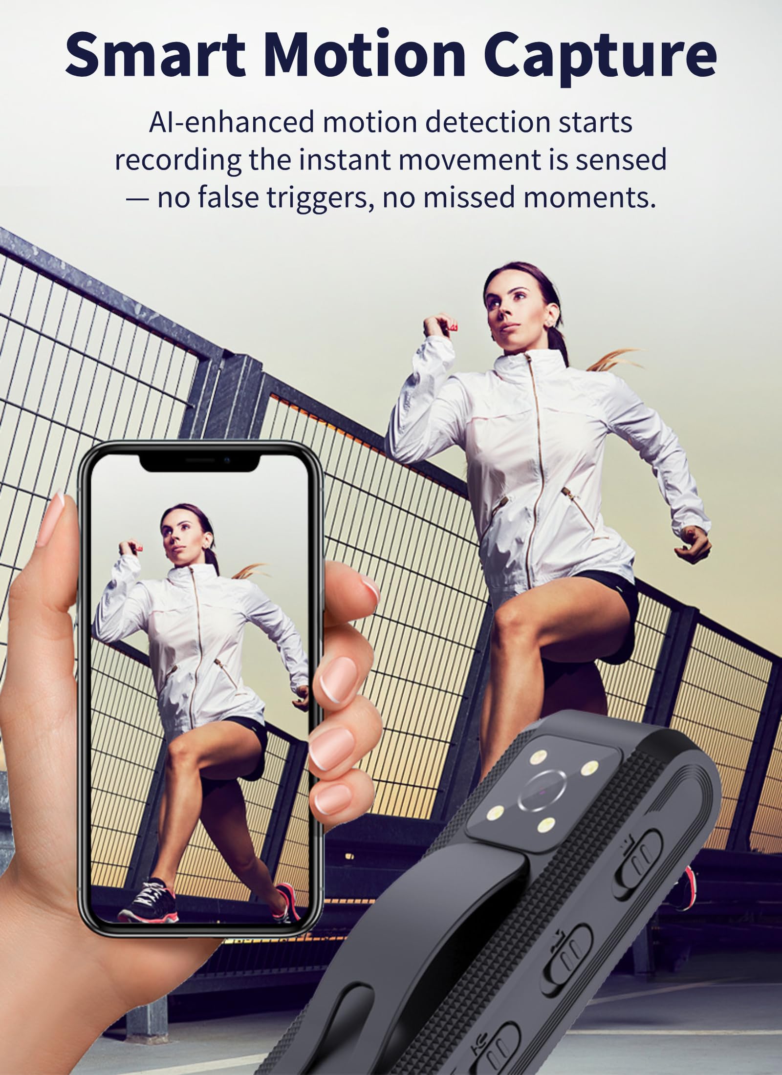 Diyeeni Camera del Corpo con Registrazione Audio e Video, HD 1080p Body Cam con Visione Notturna Automatica, Rilevamento del Movimento, Azione Sport con Videocamera Personale per