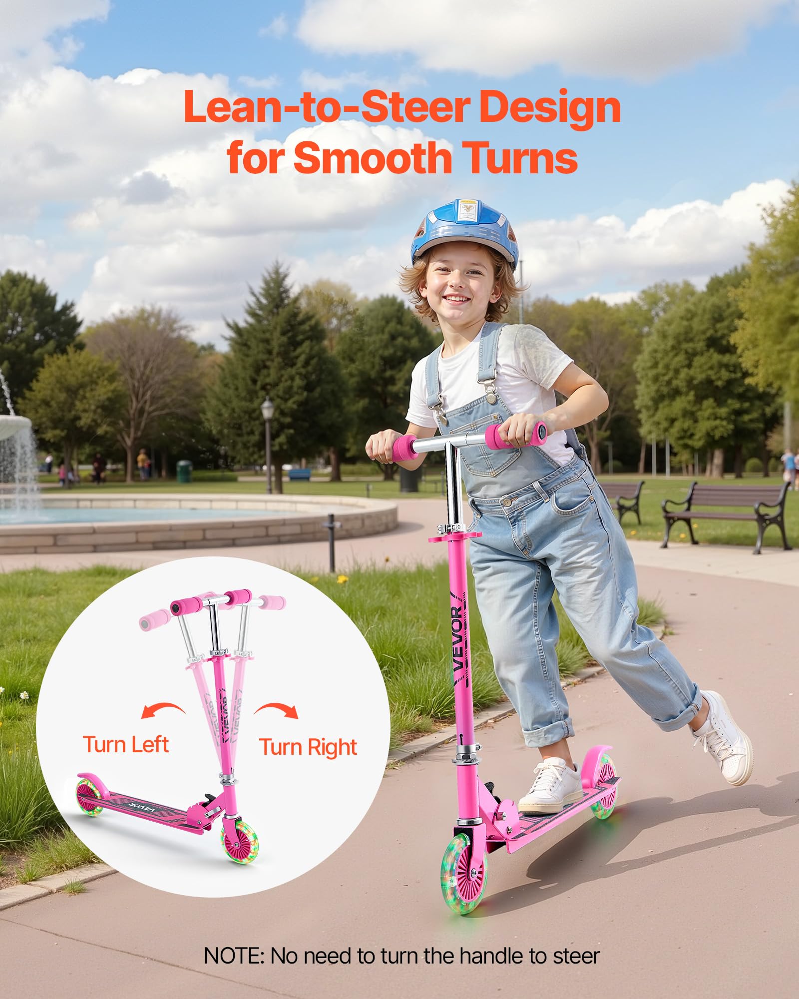 Patinete VEVOR Para Niños De 8 Años+, 2 Ruedas Con Altura Regulable Y Freno Trasero, Rosa