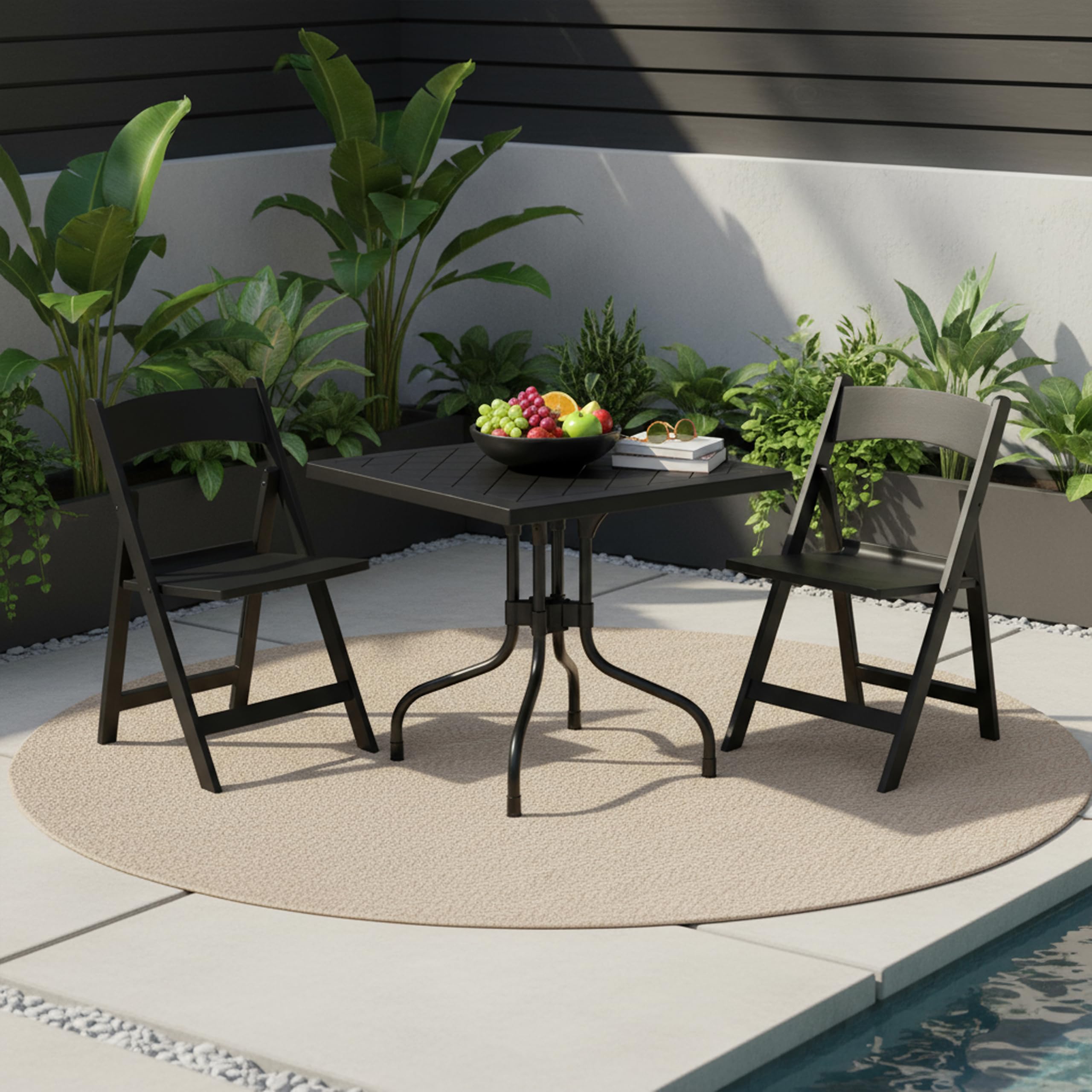 Outdoor Klapptisch TRAVANO T1 79x79 cm, Easy-Fold Klappsystem, Wetterfest, UV-beständig & Robust in Schwarz