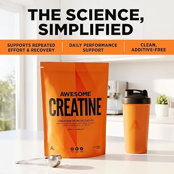 Awesome Creatine Monohydrate Powder – 5g Per Serving – Supports Strength, High-Intensity Performance & Lean Mass with Resistance Training – Unflavoured – 300g (60 Servings)