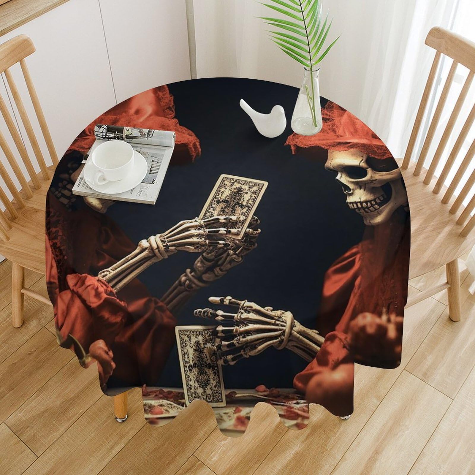 Nappe de table ronde imperméable lavable en machine pour banquet et mariage