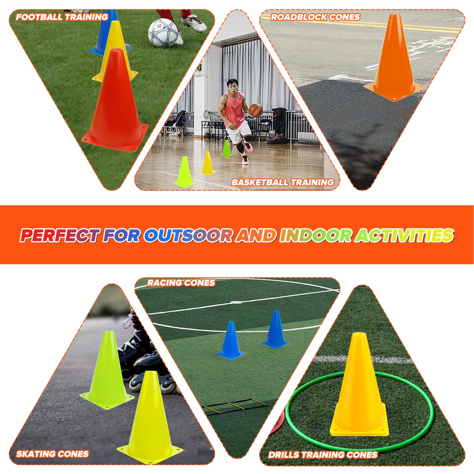 Cônes De Signalisation Cônes d'Entraînement De Football Cônes De Marquage 12 Pièces pour Le Sport, Les Jeux d'enfants, Le Football, l'Entraînement des Chiens, l'Entraînement des Chevaux