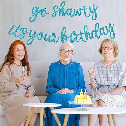 Miniatura 105 de BEISHIDA Cartel Purple Go Shawty It's Your Birthday - No DIY - Cartel de feliz cumpleaños con purpurina con temática de hip hop, pre-encordado